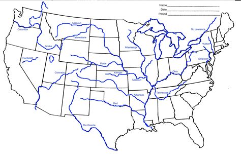 United States Rivers And Lakes Map Mapsofnet Of Midwest Usa Inside Throughout Us Blank | Us map ...