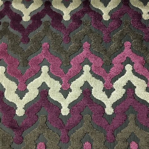 Lennon - Chevron Pattern Cut Velvet Upholstery Fabric by the Yard