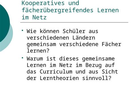 Ppt Kooperatives Und F Cher Bergreifendes Lernen Im Netz Wie K Nnen