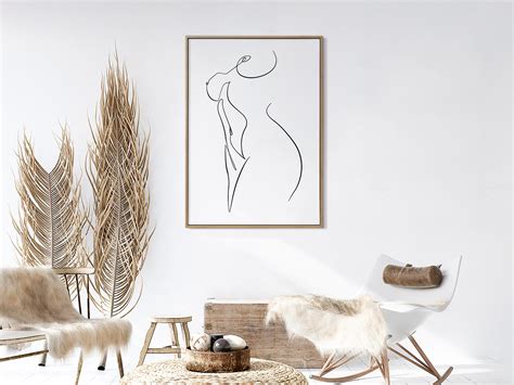 Naked Woman One Line Draw Art Nude Female Print Woman Body Wall Art