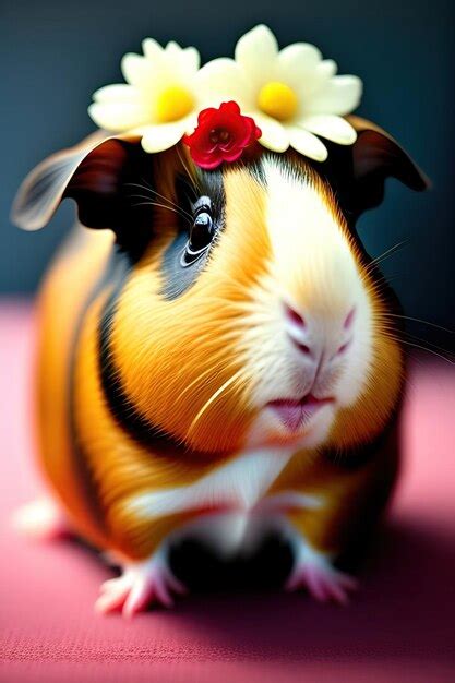 Premium AI Image | Adorable guinea pig in a flower crown