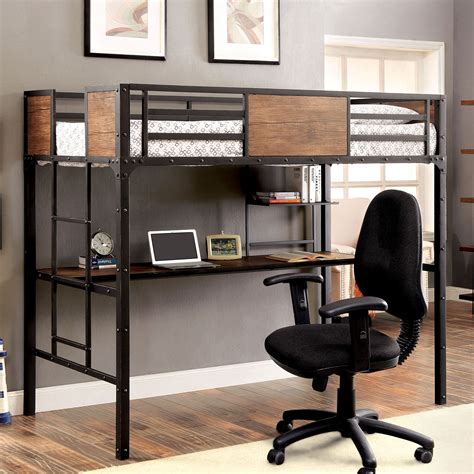 Furniture of America Jown Industrial Black Twin Metal Loft Bed - Overstock - 11149563 | Loft ...