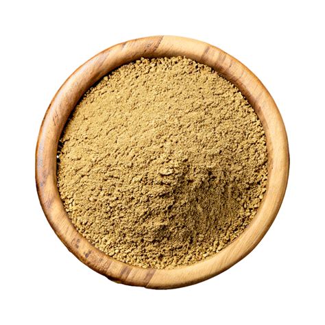 Ai Generated Coriander Powder In A Wooden Bowl Isolated In A