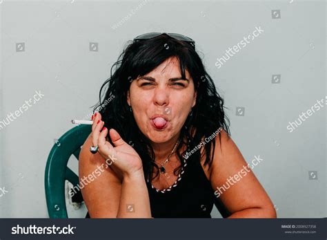 Sexy Smoking Brunette Woman Spain Her Stock Photo Shutterstock