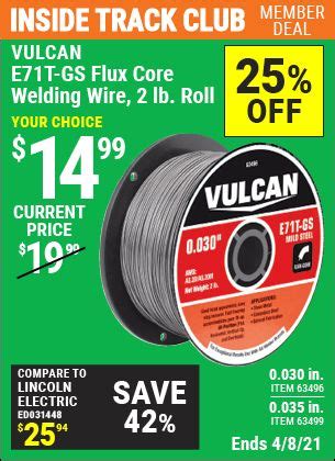 VULCAN 0 030 In E71T GS Flux Core Welding Wire 2 00 Lb Roll For 14 99