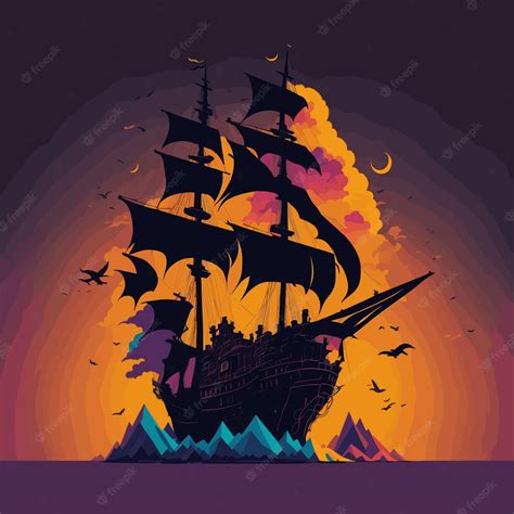 Premium Vector | A silhouette design of a pirate ship