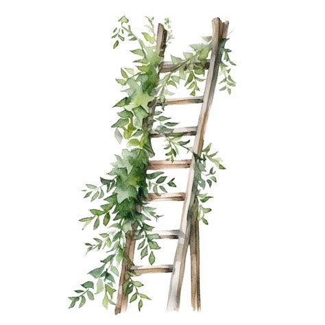 Foliage Ladder Watercolour Clipart White Background Clip Art Library