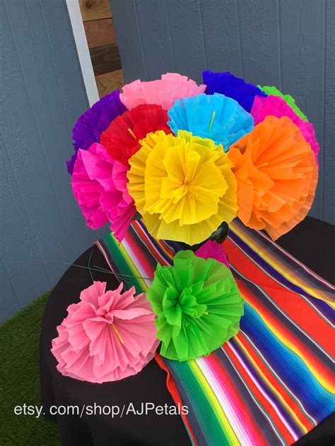 10 Large Mexican Paper Flowers Fiesta Centerpieces Paper Flower