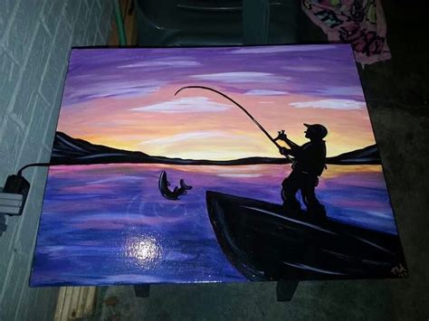 Sunset Fishing Canvas Painting Painting Art Projects Canvas Art