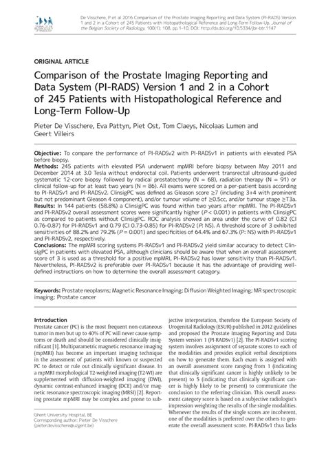 Pdf Comparison Of The Prostate Imaging Reporting And Data System Pi