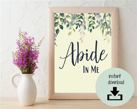 Abide In Me Wall Art John 154 Scripture Digital Download Etsy