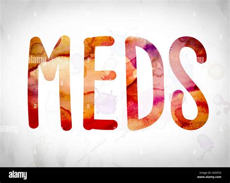 The Word Meds Written In Watercolor Washes Over A White Paper