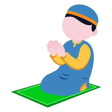 Praying Muslim Kids Cartoon Flat Illustration 10884682 Png