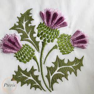 Thistle Flower Fluffy Fringed Thread Velvet Machine Embroidery Design