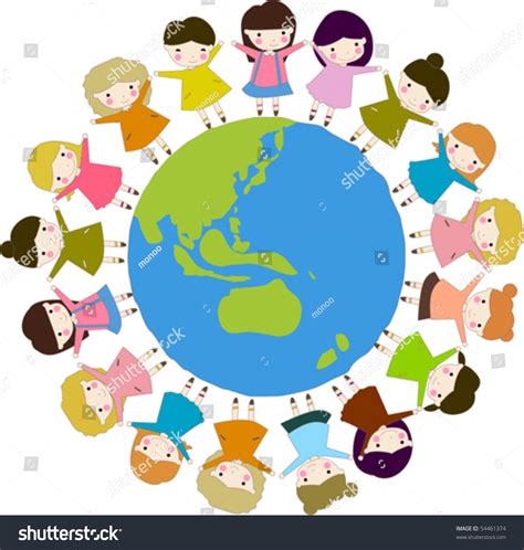 Kids Diversity Holding Hands Around World Stock Vector (Royalty Free ...