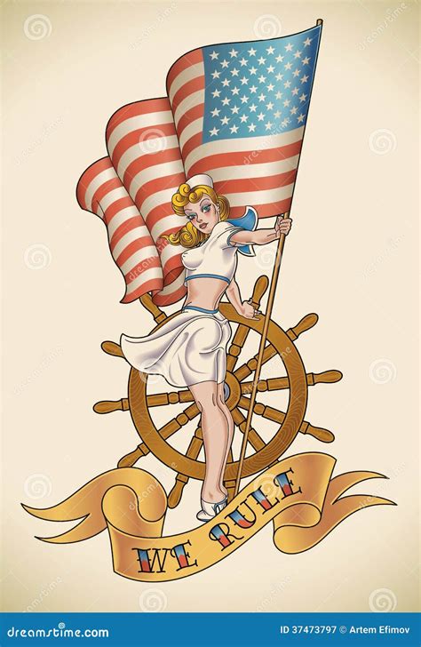 US Navy girl stock vector. Image of tattoo, steering - 37473797