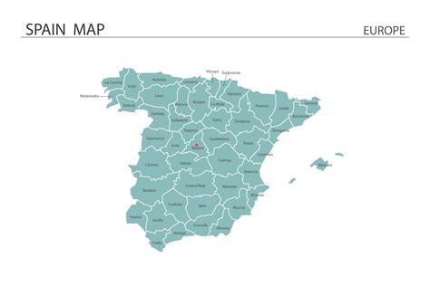 Spain map vector on white background. Map have all province and mark ...