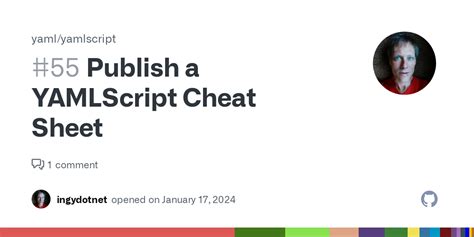 Publish A Yamlscript Cheat Sheet Issue Yaml Yamlscript Github