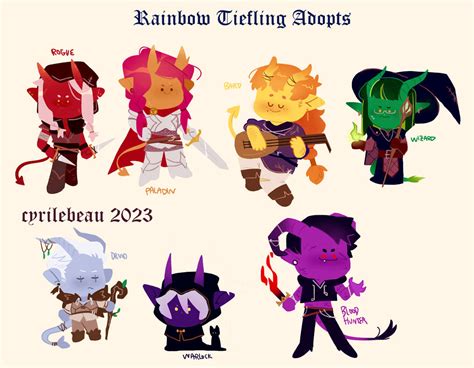 Rainbow Tiefling Adopts Open By Cyrilvermillion On Deviantart