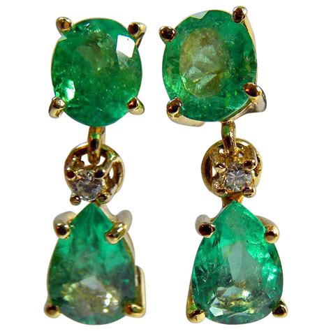 Carat Natural Colombian Emerald Drop Earrings Karat At Stdibs