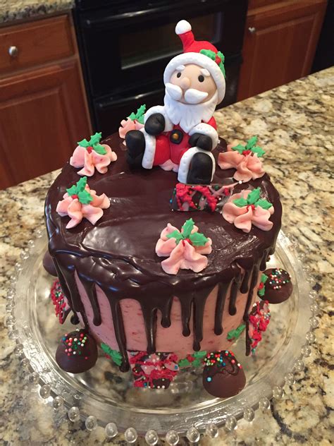 Fondant Santa Chocolate Espresso Cake Fresh Strawberry Buttercream