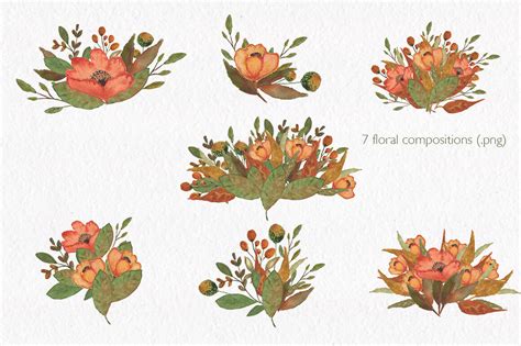 Watercolor Floral Set Terracotta Autumn By Istratova TheHungryJPEG