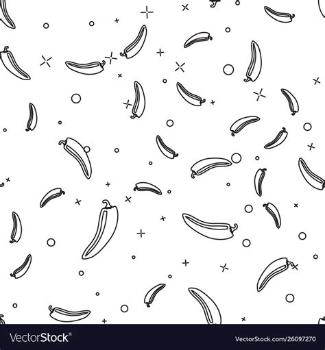 Black Hot Chili Pepper Pod Line Icon Isolated Vector Image