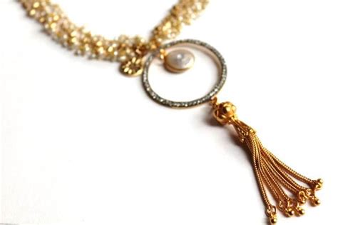 Beaded Tassel Necklace Pearl And Gold Statement Necklace Convertible Freshwater Pearl Pearl