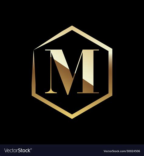 Letter M Colored Gold Logo Royalty Free Vector Image