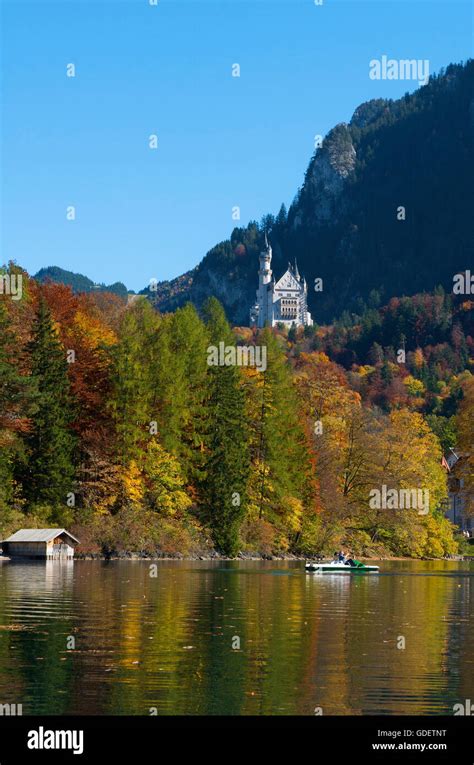 Neuschwanstein Castle and Lake Alpsee, Fuessen, Allgaeu, Bavaria ...