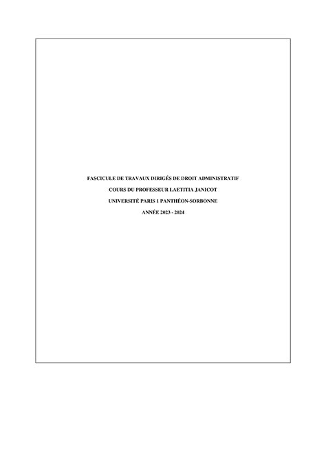 Fascicule De Td Droit Administratif G N Ral Fascicule