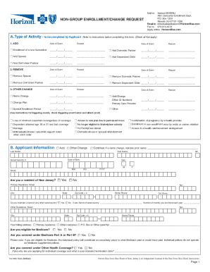 Fillable Online Horizon Enrollment Change Form Fill Out And Sign