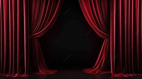 Red Curtains In A Theater In Front Of A Black Background, 3d ...