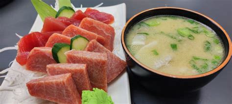 The Premium Fresh Japanese Seafood Sashimi Set In Black Japanese Bowl