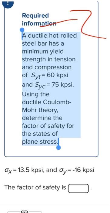 Solved Required Information A Ductile Hot Rolled Steel Bar Chegg
