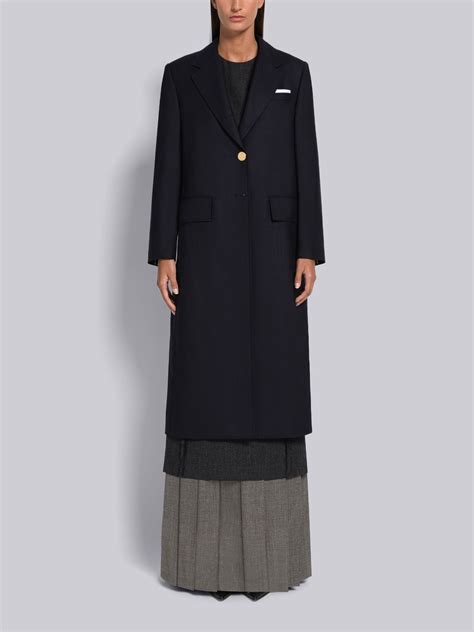 2 Ply Fresco Raw Edge Wide Lapel Overcoat Thom Browne