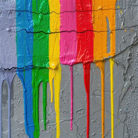 Colorful Abstract Paint Drips On A Textured Wall Stock Illustration