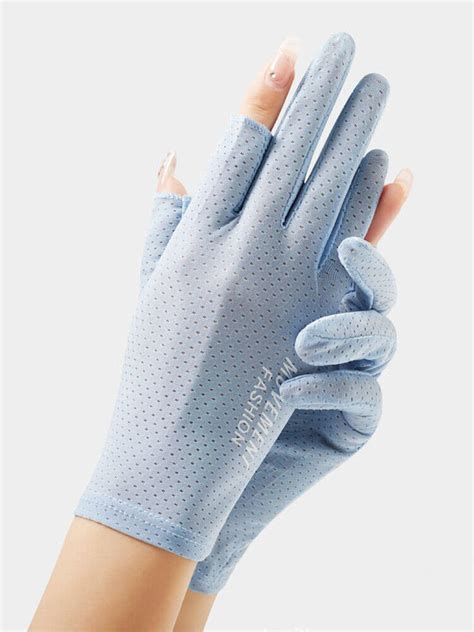 Summer Ice Silk Gloves Women Breathable Thin Fingerless Gloves Uv Protection Ebay