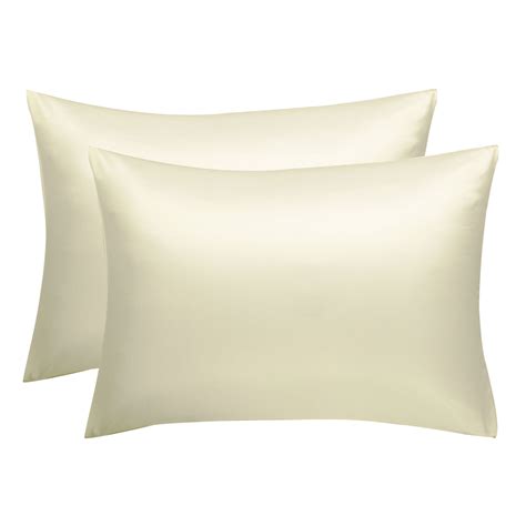 Set Of Luxury Satin Pillowcase Cool Silky Standard Size Pearl White