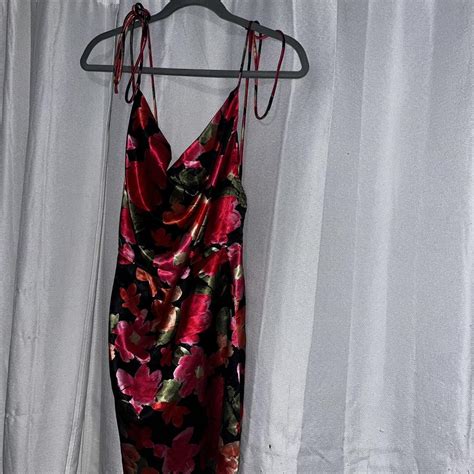 Beginning Boutique Black Satin Multi Wear Floral Depop