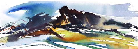 Rocks Sea And Sand Expressive Semi Abstract Watercolour By Adrian