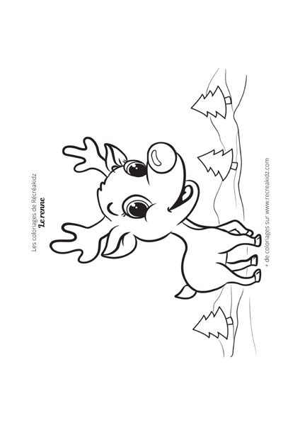 Coloriage Renne De Noël Dessin à Colorier And Imprimer En Pdf