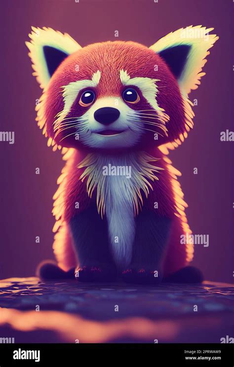 Red Panda Animation Style Character Anime Style 3d Illustration Stock