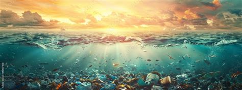 ภาพประกอบสต็อก Seawater Pollution Serious Ocean Pollution Marine