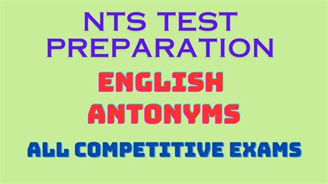 English Mcqs Nts Test Preparation English Antonyms Youtube