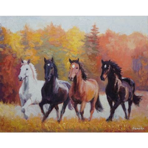 Original Oil Painting of Wild Horses | Chairish