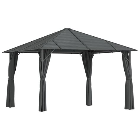 Gazebo Con Tende Laterali E Tetto X M Antracite Amdgarden