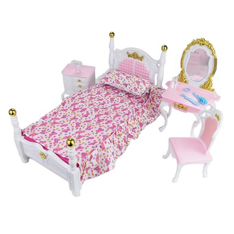 Juego De Cama Para Barbie Muebles De Dormitorio En Miniatura De Lujo