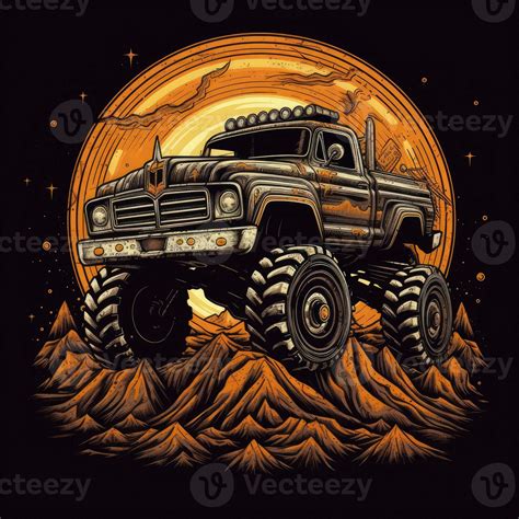 mad max car mosnter truck tshirt design mockup printable cover tattoo ...