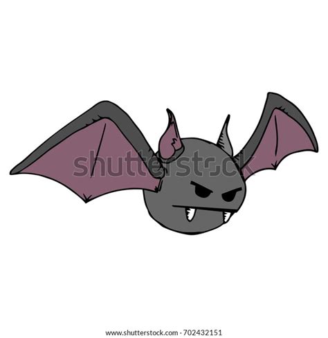 Icon Of The Bat A Cartoon Bat With Fangs Vector Illustration